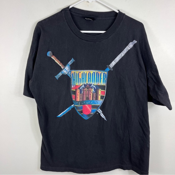 1996 Vintage Highlander TShirt There Can Only Be One Movie Tv Promo USA Fit Lrg - Picture 1 of 15